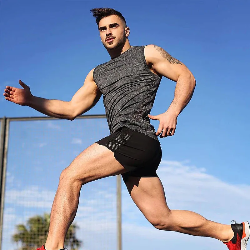 3-Inch Hollow Mesh Men's Board Shorts - Black/Blue Streetwear Sporty Style