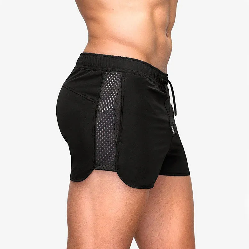 3-Inch Hollow Mesh Men's Board Shorts - Black/Blue Streetwear Sporty Style