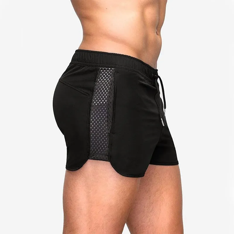 3-Inch Hollow Mesh Men's Board Shorts - Black/Blue Streetwear Sporty Style