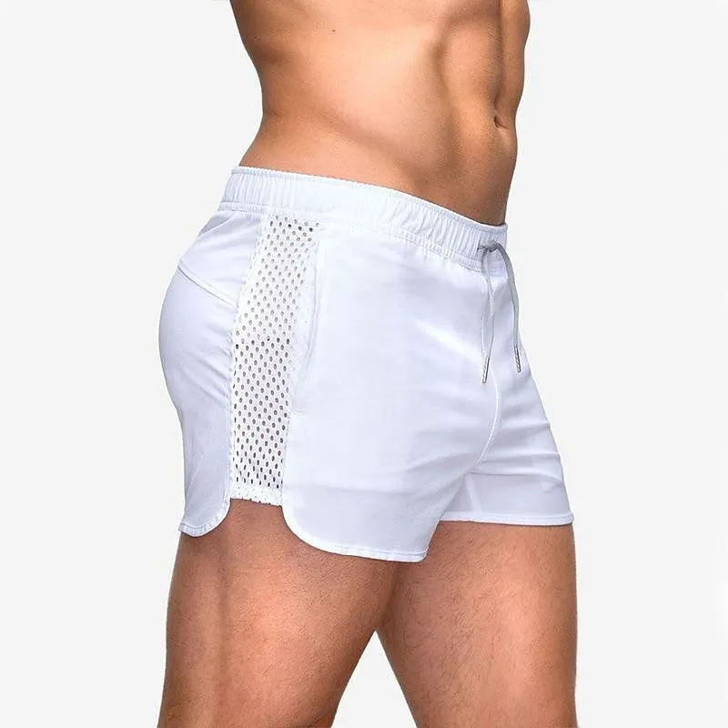 3-Inch Hollow Mesh Men's Board Shorts - Black/Blue Streetwear Sporty Style