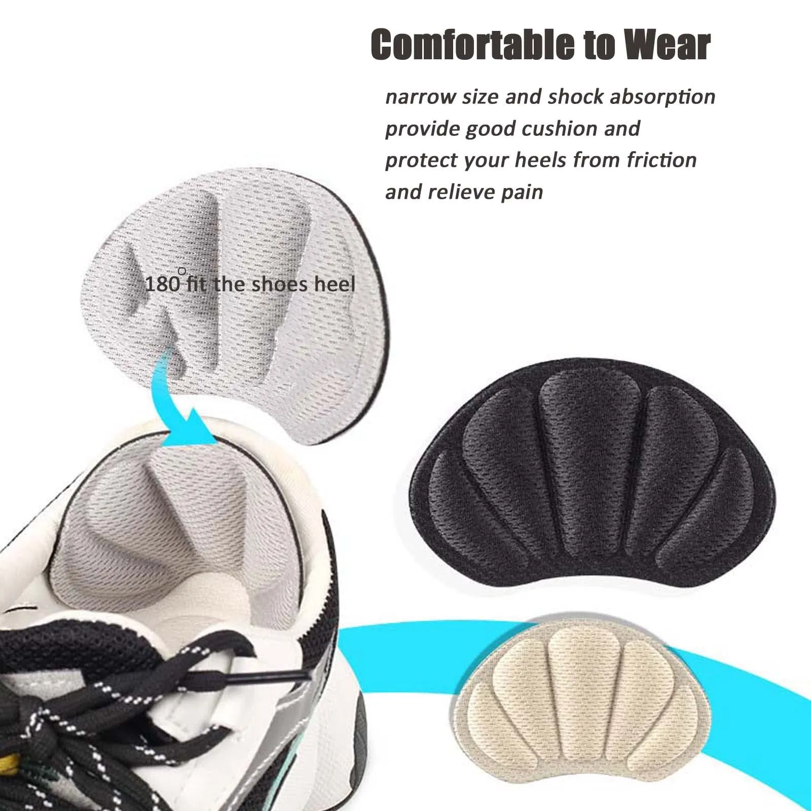 3 Pairs Shoes Cushions Pads, Soft Thick Heel Grips for Loose Shoes Self-Adhesive Heel Protectors for Trainers Anti Slip Shoes Pads Shoes Inserts for Women and Men