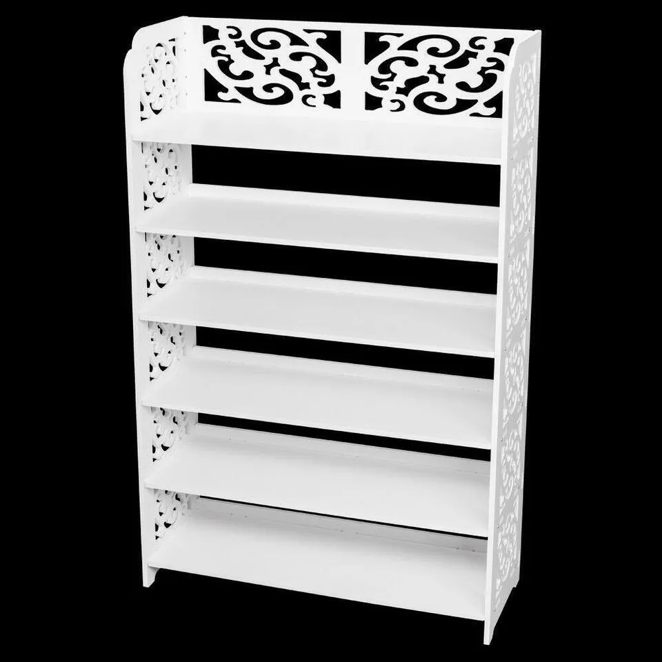 6 Tier Carved Storage Organizer Standing Shoe Rack Shelf Cabinet