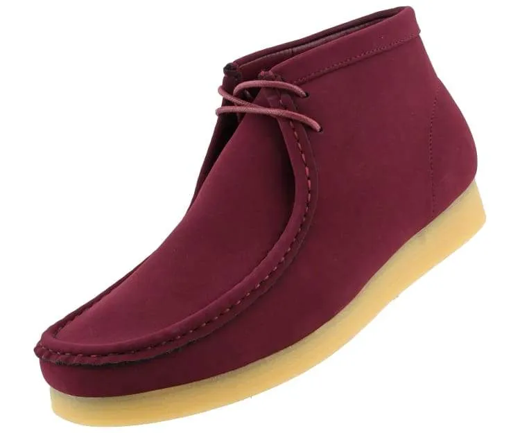 Amali Wallabee Boot Style Men's Burgundy Suede High Top Shoes