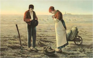 AT-159 Dutch Peasants in Field - Vintage Image
