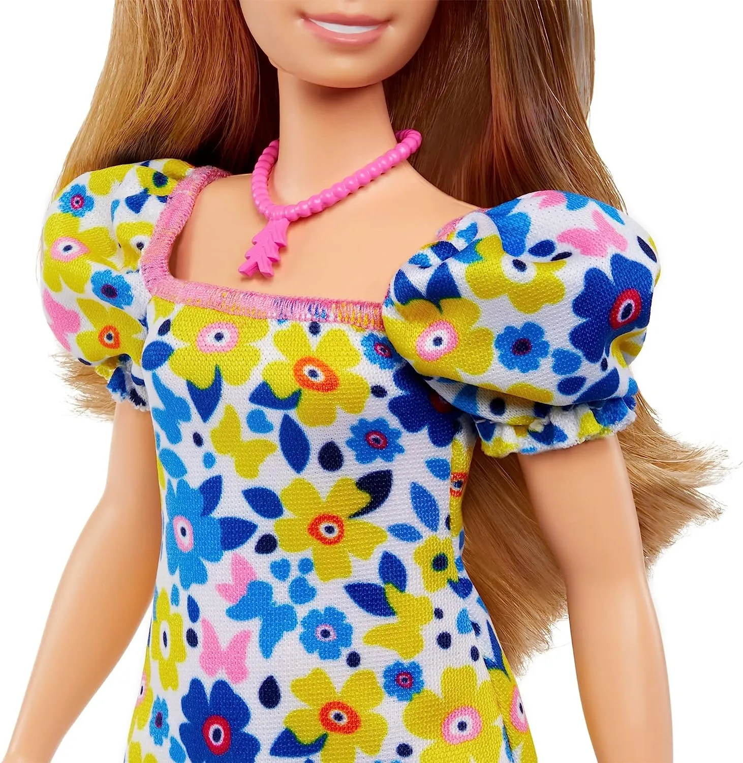 Barbie Fashionistas Doll with Down Syndrome Wearing Floral Dress #208 for Kids Ages 3  (HJT05)