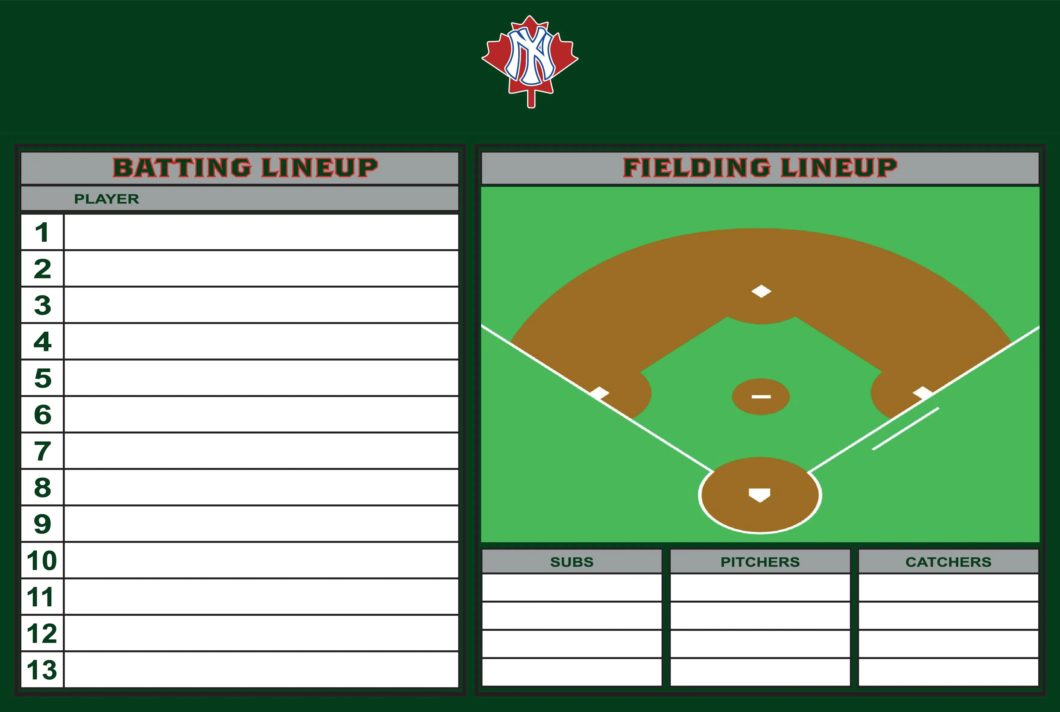 Baseball Line-Up Magnetic Board