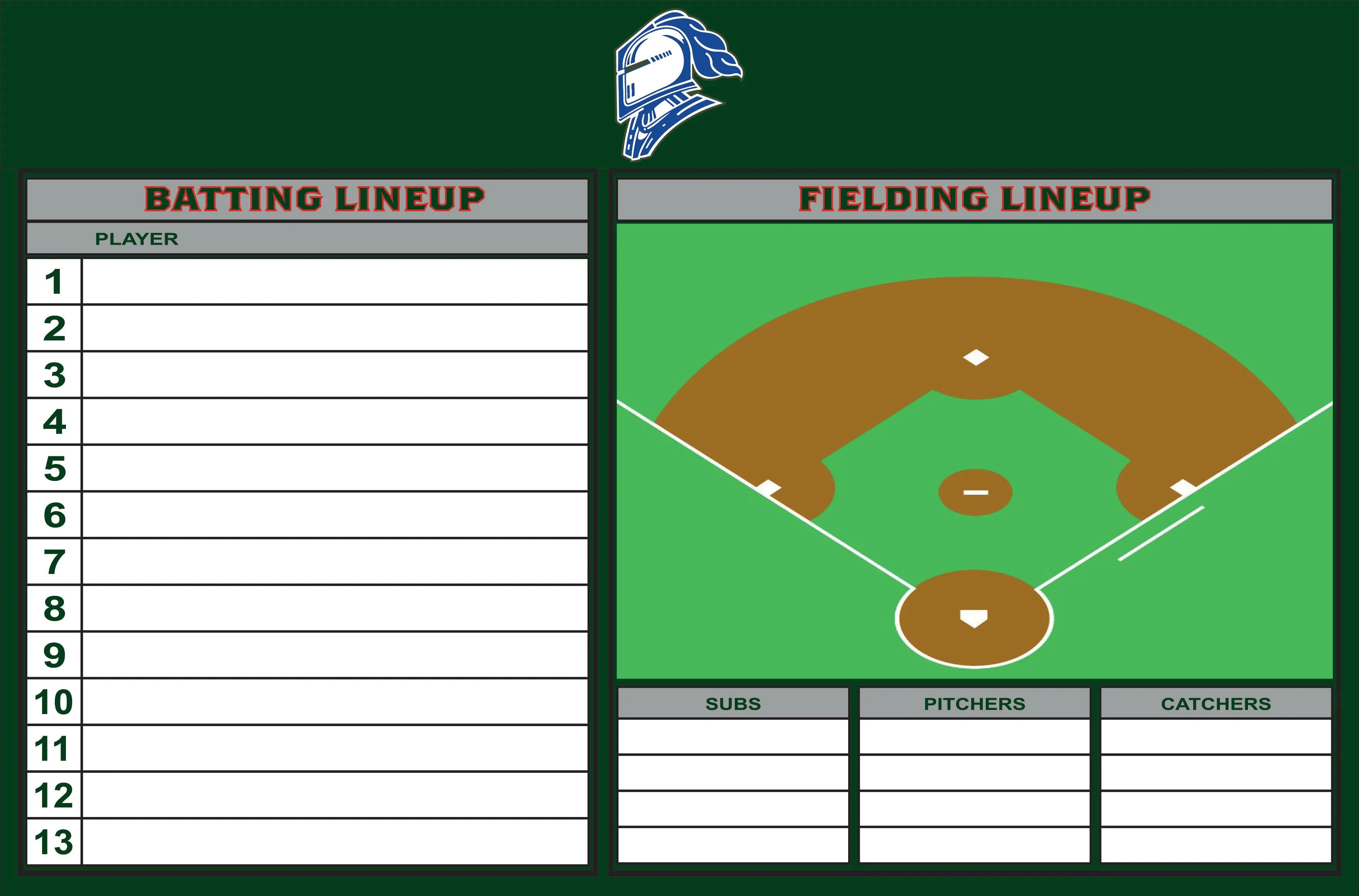 Baseball Line-Up Magnetic Board