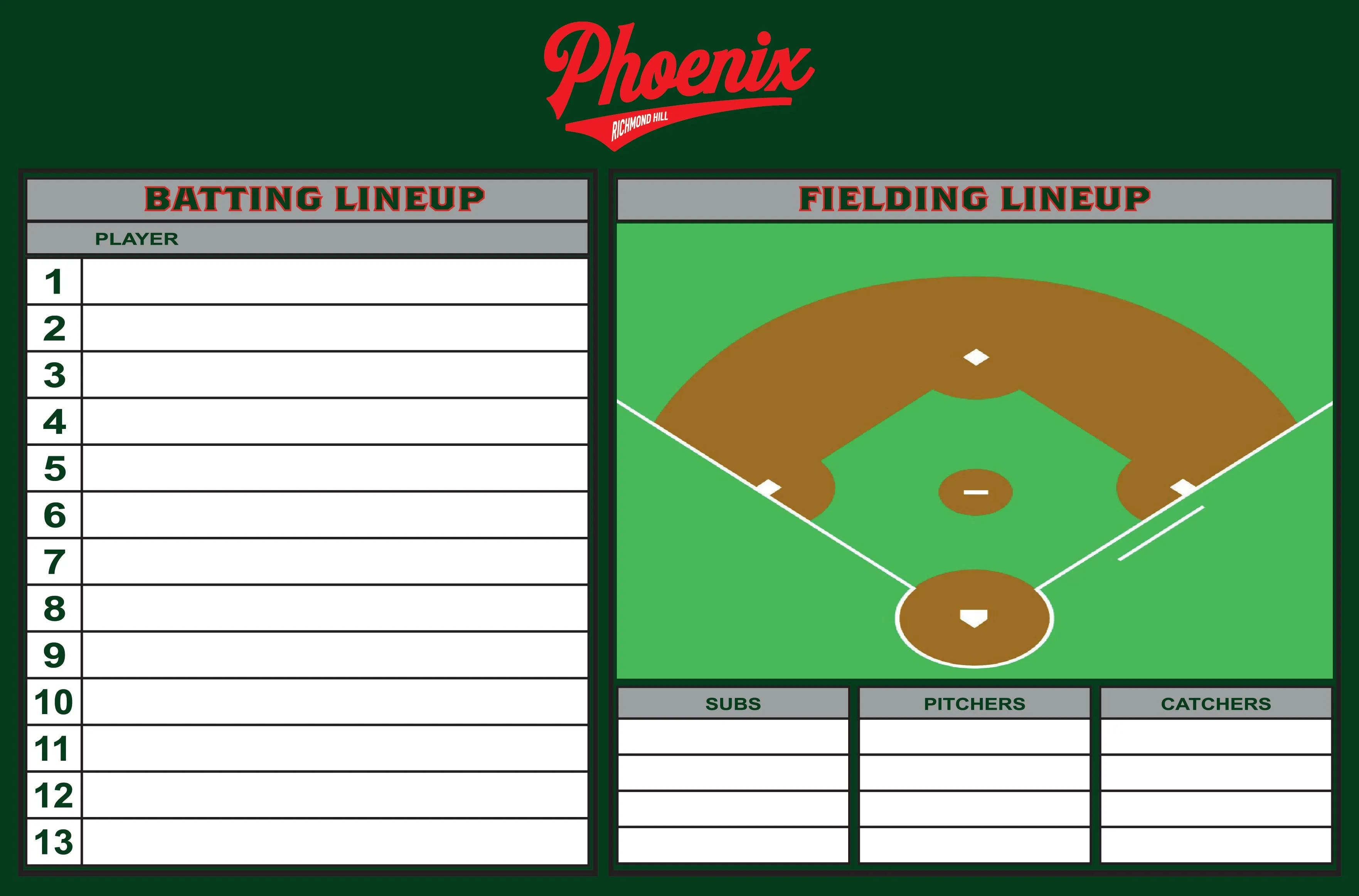 Baseball Line-Up Magnetic Board