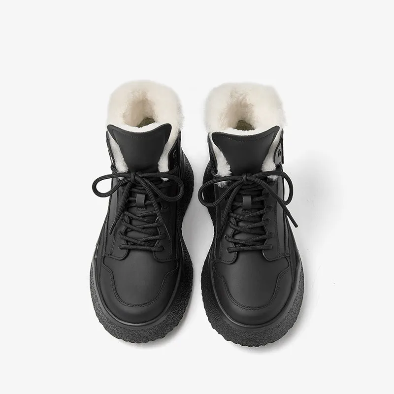 BeauToday Winter Warm Wool Platform Heel Ankle Boots for Women