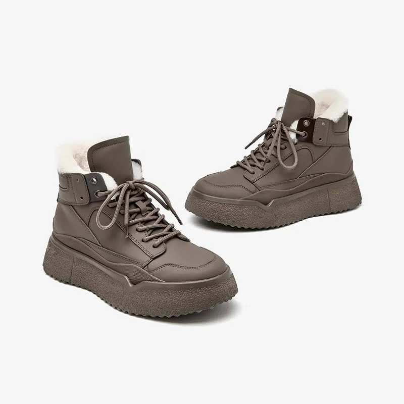 BeauToday Winter Warm Wool Platform Heel Ankle Boots for Women