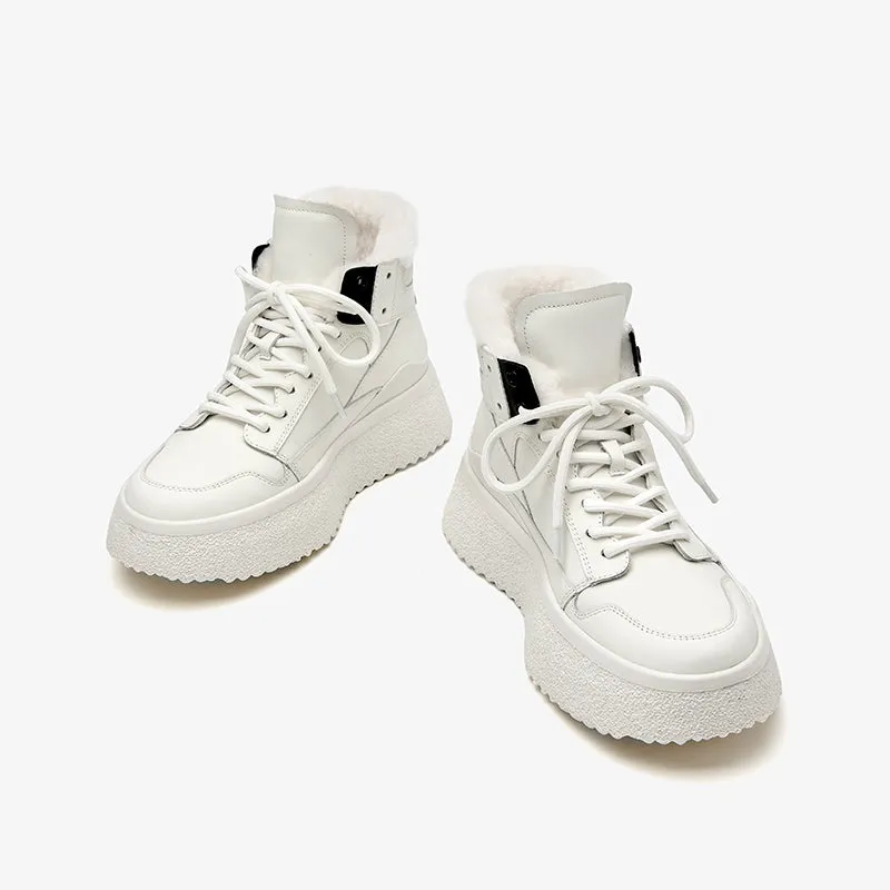 BeauToday Winter Warm Wool Platform Heel Ankle Boots for Women