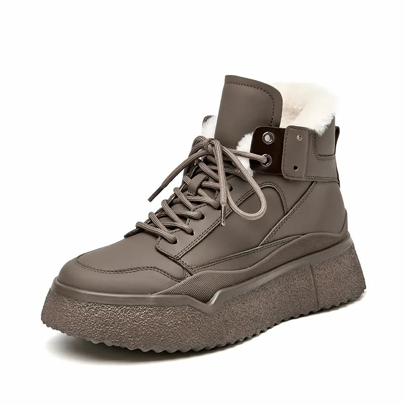 BeauToday Winter Warm Wool Platform Heel Ankle Boots for Women