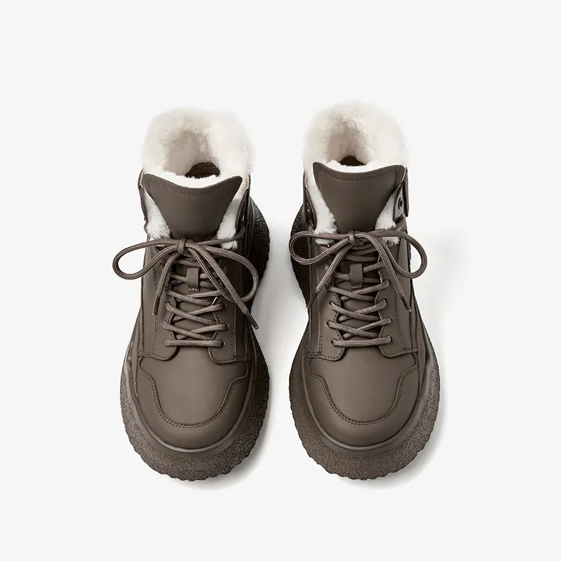 BeauToday Winter Warm Wool Platform Heel Ankle Boots for Women