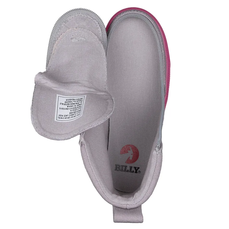 Billy Footwear (Kids) - High Top Grey/Pink Canvas Shoes