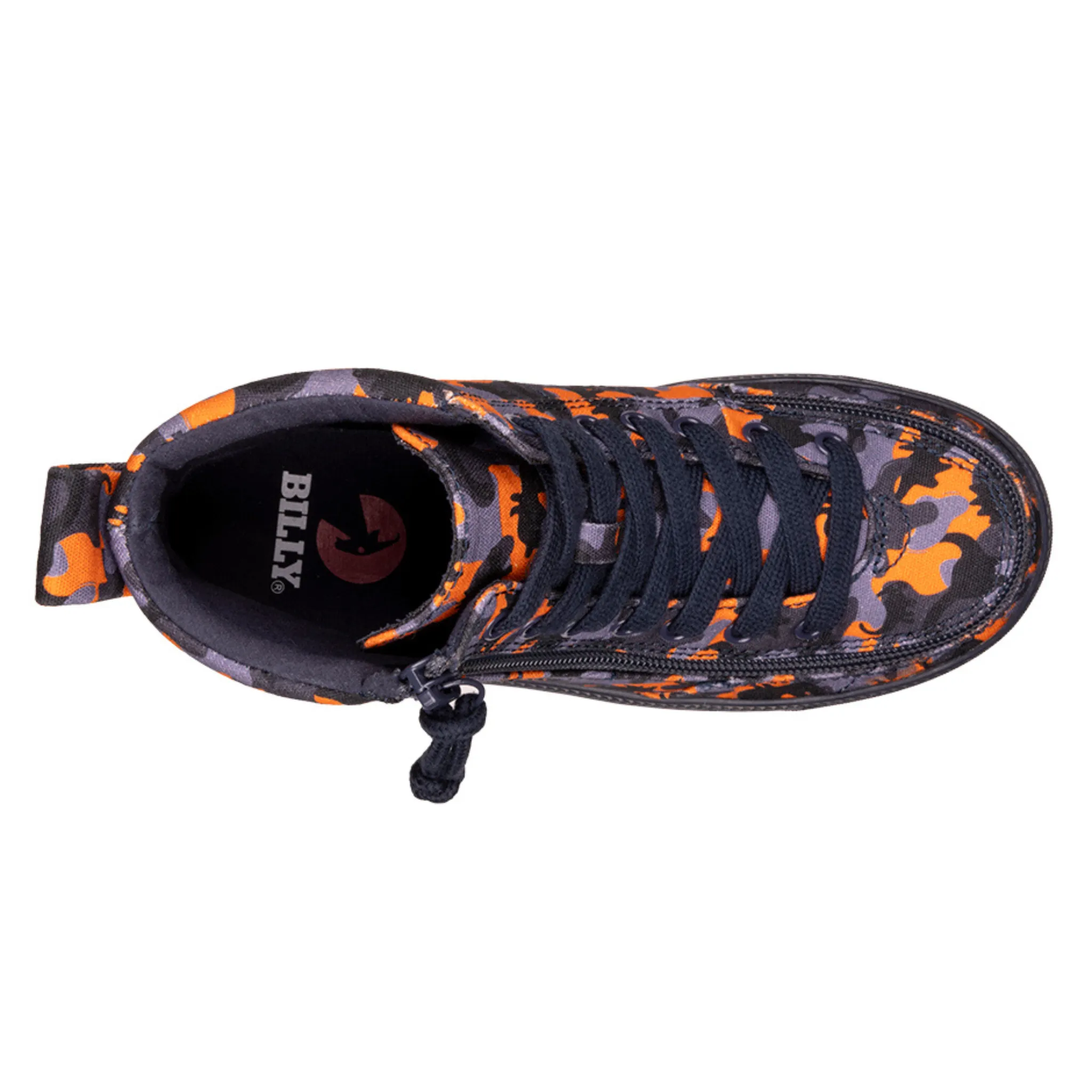 Billy Footwear (Kids) - High Top Orange Dino Canvas Shoes