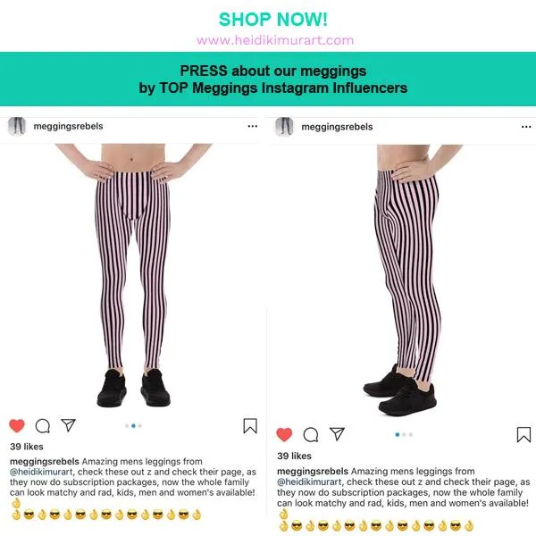 Black Blue Abstract Meggings, Futuristic Men's Leggings, Designer Running Compression Tights For Men - Made in USA/EU/MX