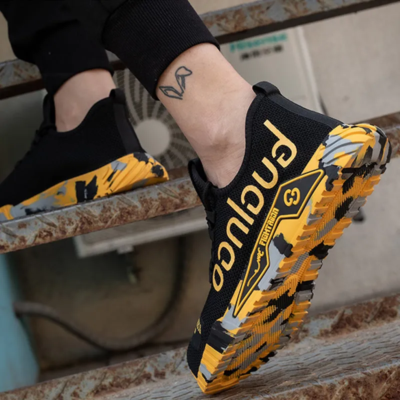 Breathable lightweight sneakers with steel toe - safety shoes