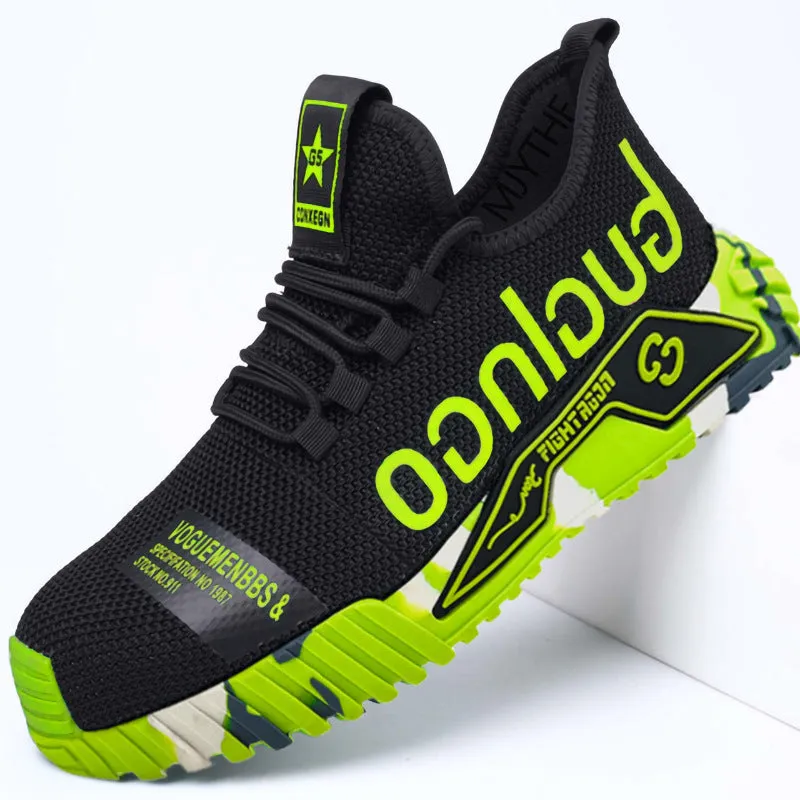 Breathable lightweight sneakers with steel toe - safety shoes
