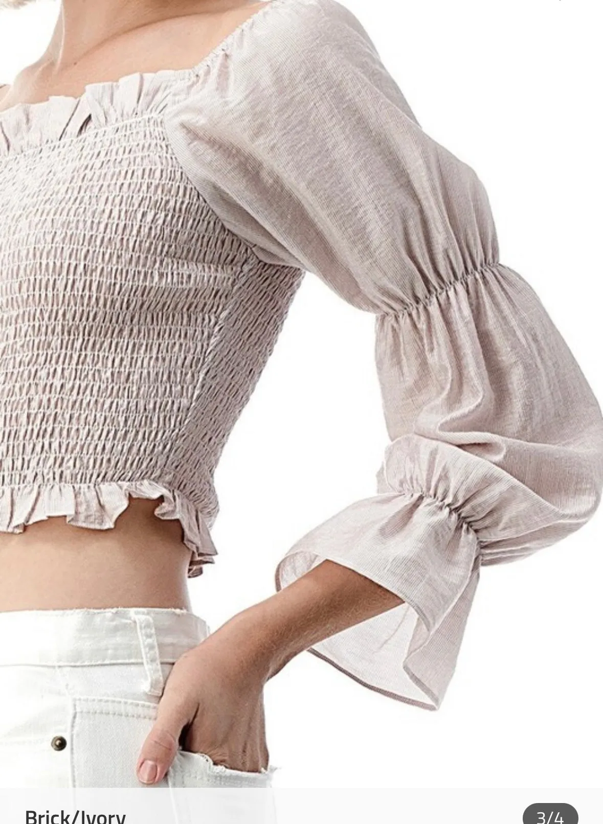 Brick Ivory Smock Crop Top