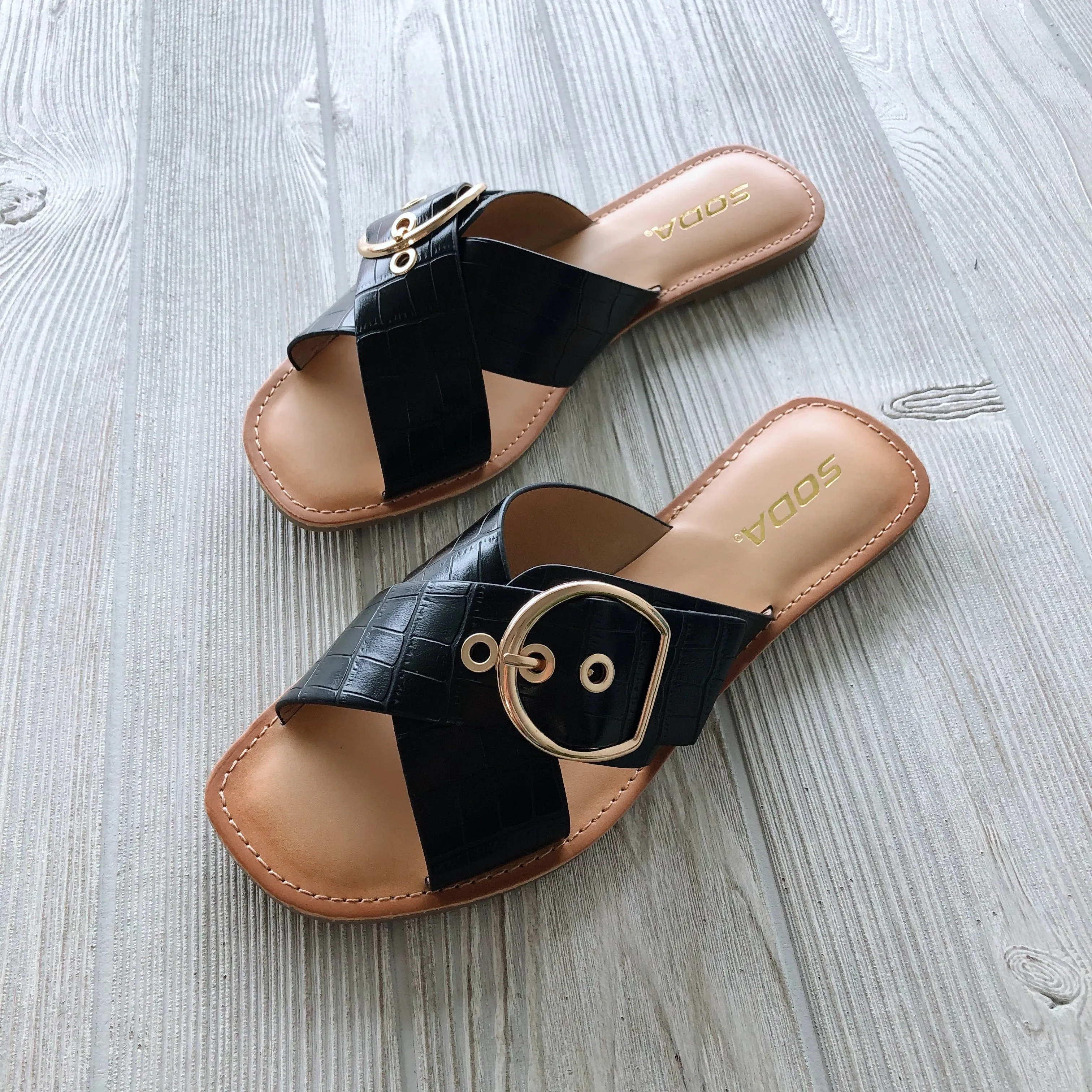 Buckle Sandal • Cognac or Black!