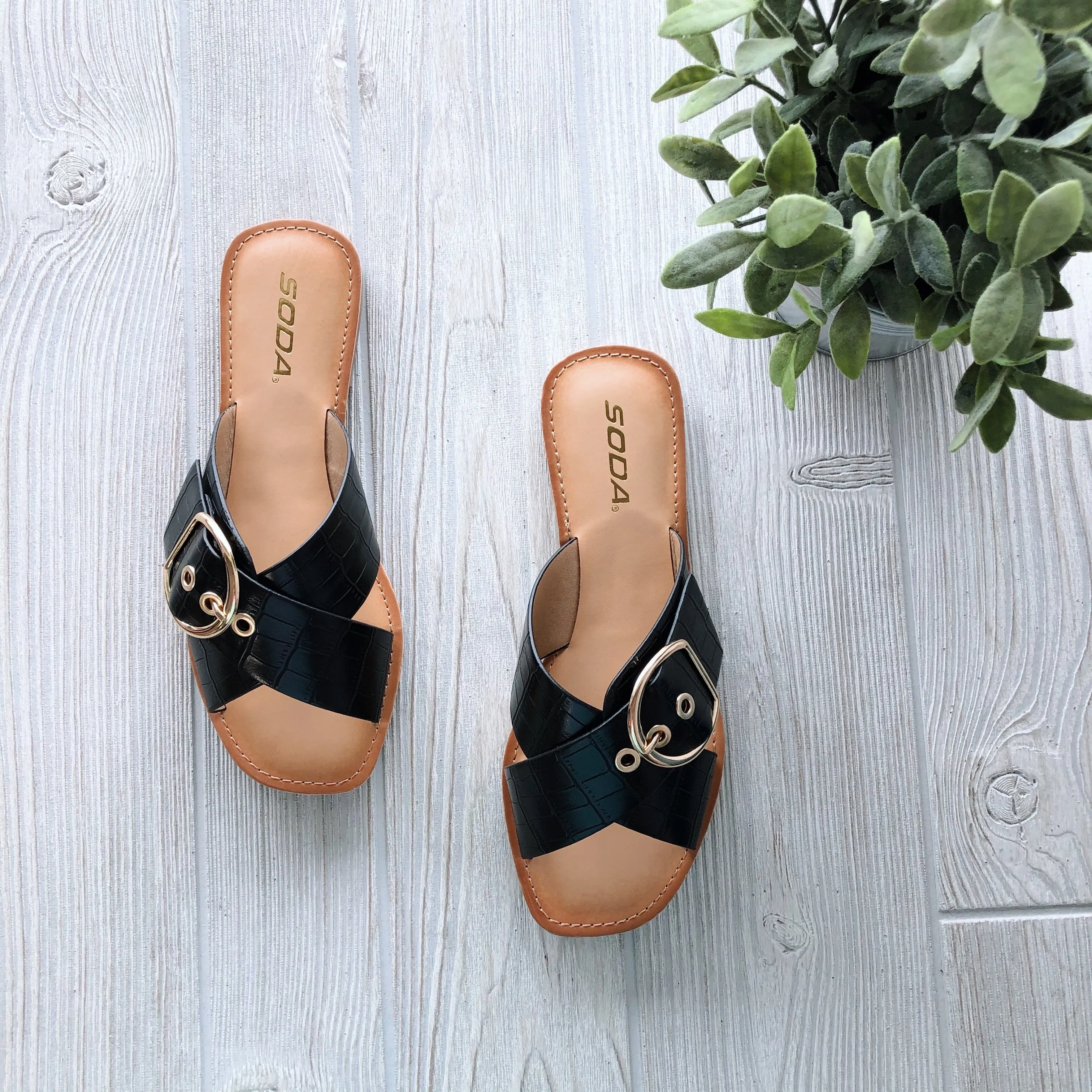 Buckle Sandal • Cognac or Black!