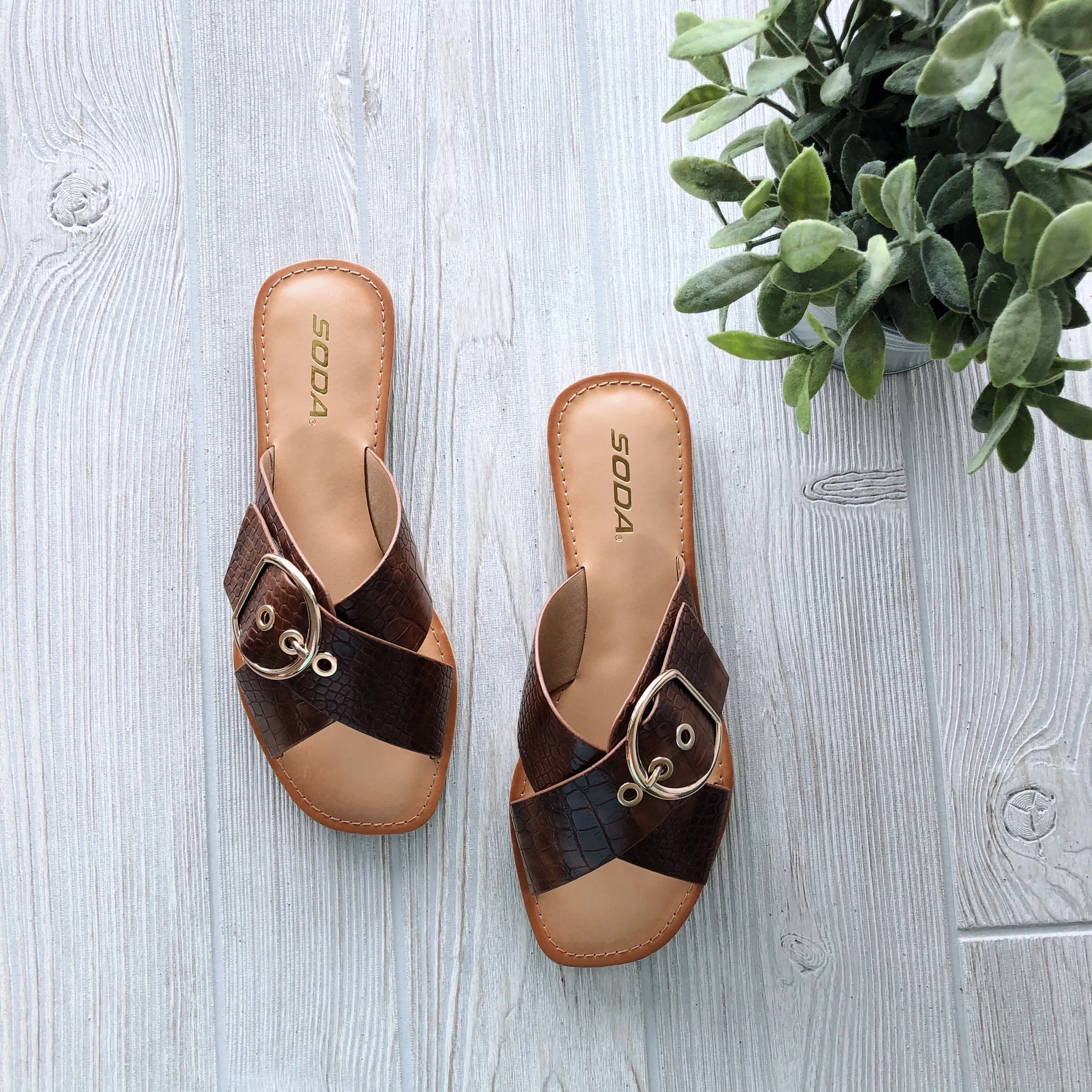 Buckle Sandal • Cognac or Black!