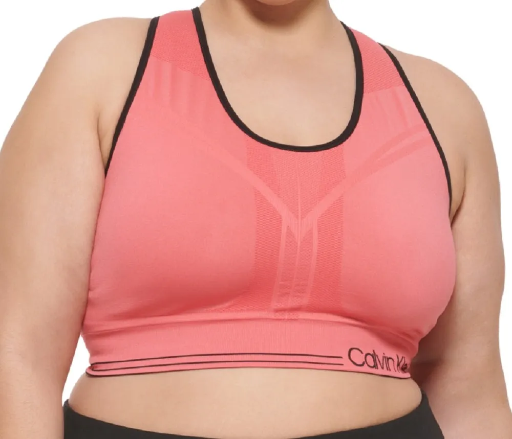 Calvin Klein Women's Reversible Medium Impact Sports Bra Red Size 1X