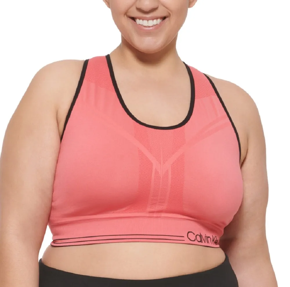 Calvin Klein Women's Reversible Medium Impact Sports Bra Red Size 1X
