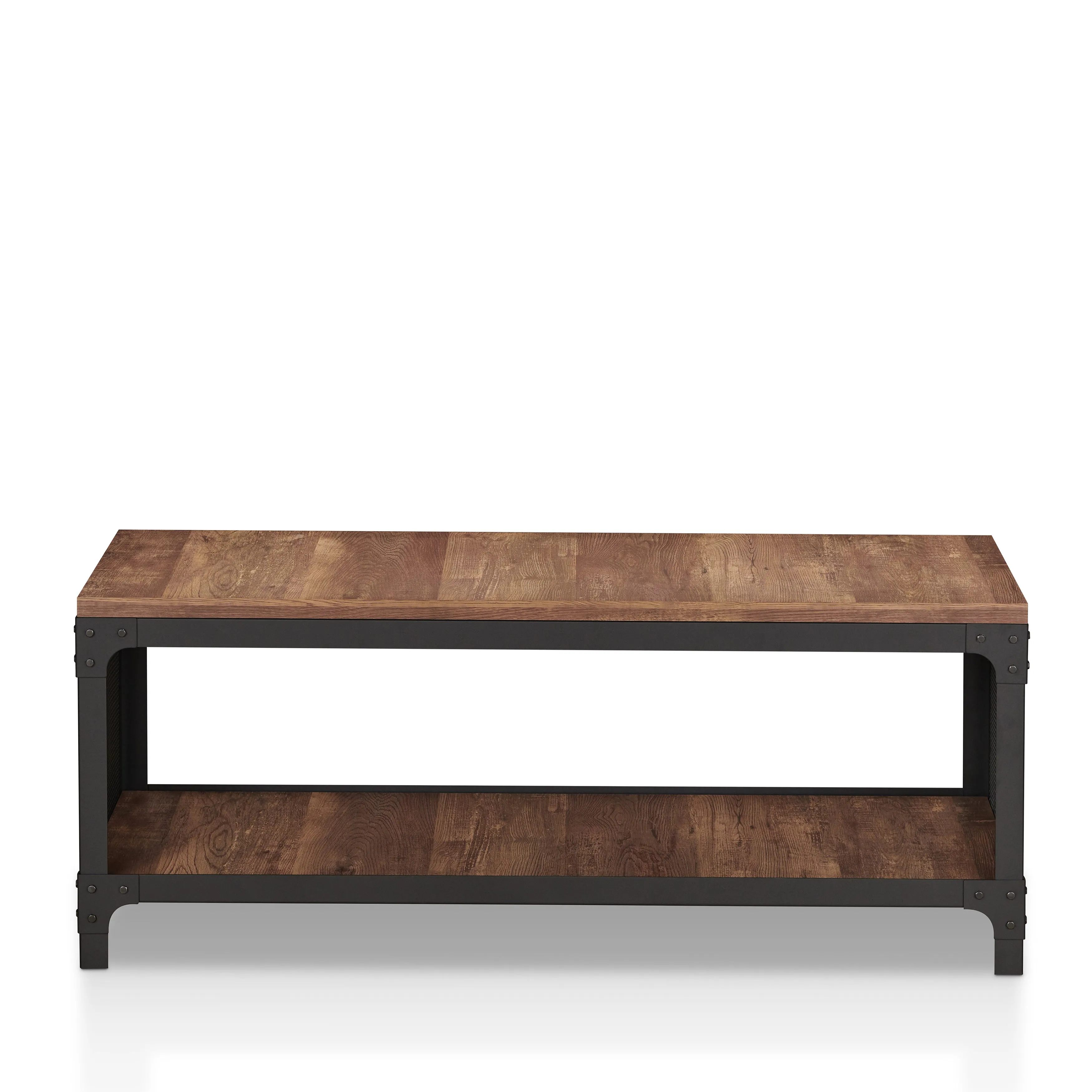 Cantoner Urban Reclaimed Oak & Metal Mesh Shoe Bench with Lower Shelf