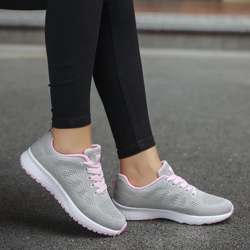 Casual Lace-up Walking Trainers - Women's Sneakers