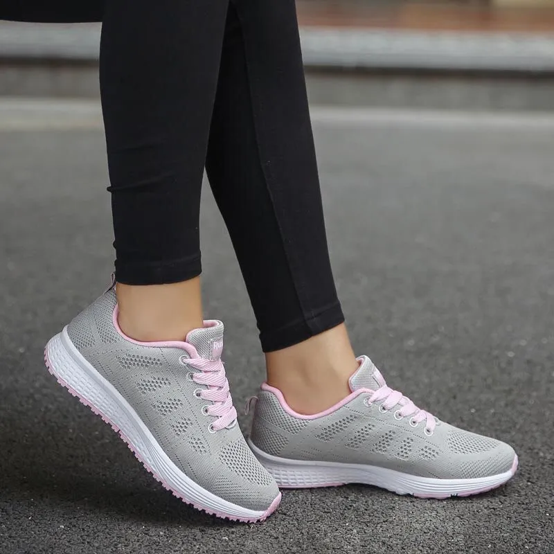 Casual Lace-up Walking Trainers - Women's Sneakers