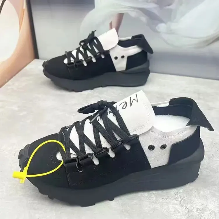 Chunky Sneakers Men Soft Sole Running Shoes Fashion Casual Microfiber Leather Breathable Height Increased Platform Board Shoes