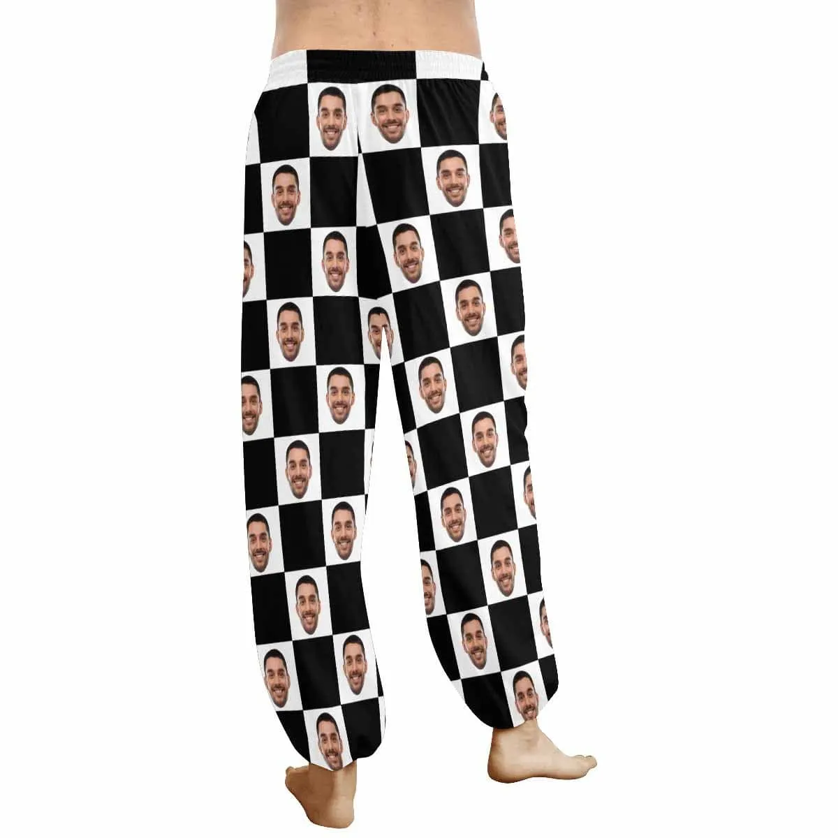 Custom Face Harem Pants Black White Grid Unisex All Over Print Personalized Yoga Pants