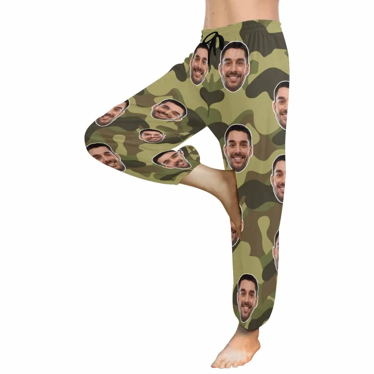 Custom Face Harem Pants Camouflage Design Unisex All Over Print Personalized Yoga Pants