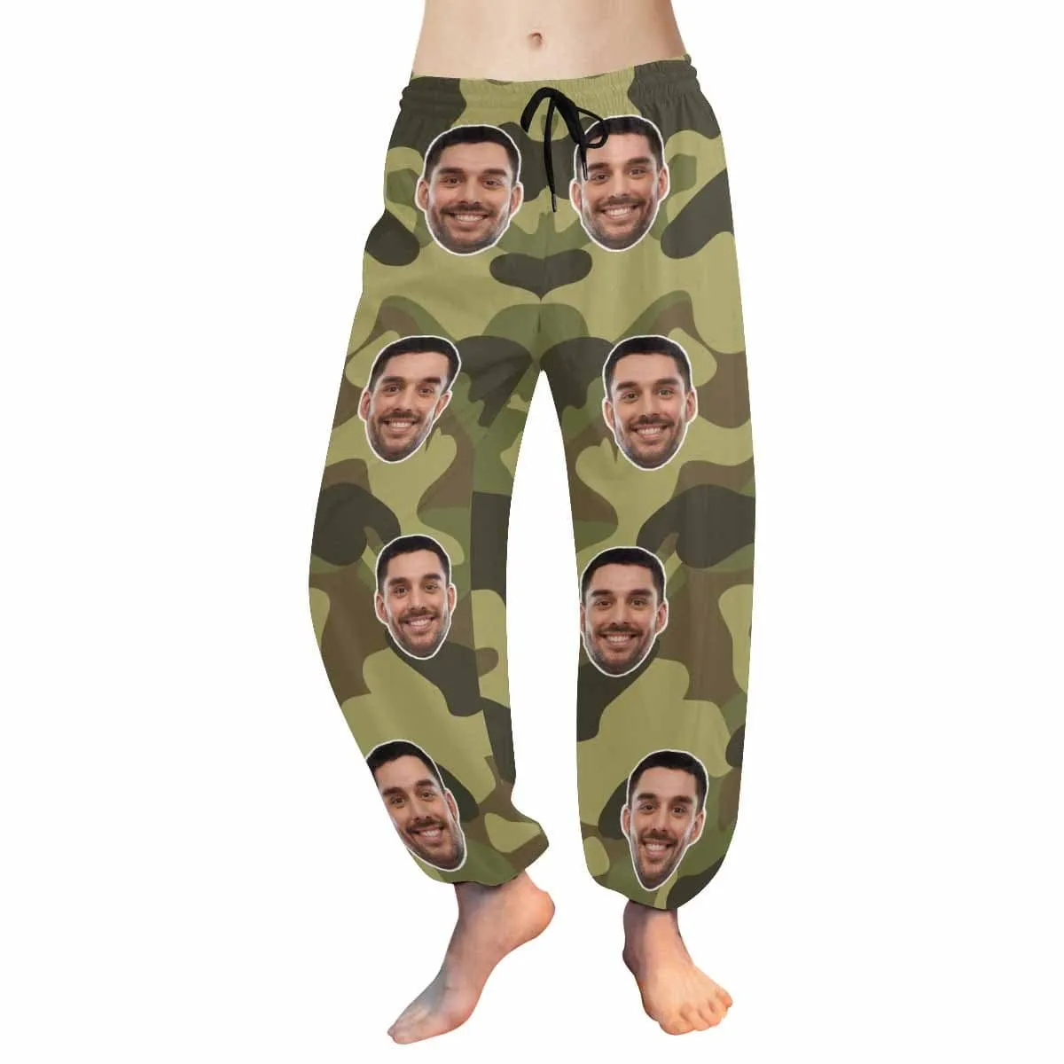 Custom Face Harem Pants Camouflage Design Unisex All Over Print Personalized Yoga Pants