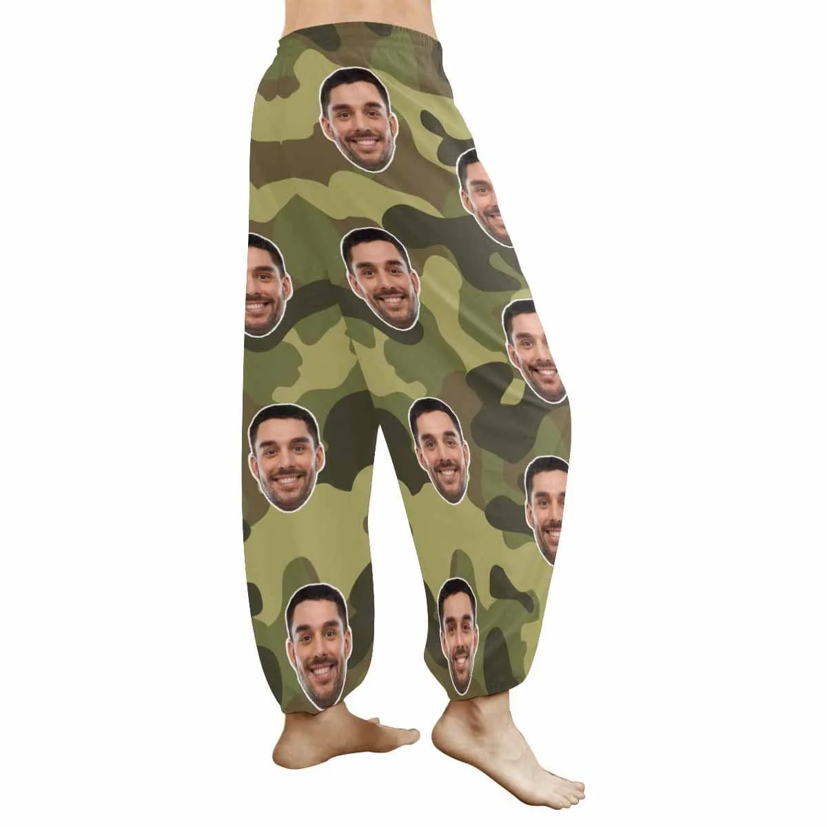 Custom Face Harem Pants Camouflage Design Unisex All Over Print Personalized Yoga Pants