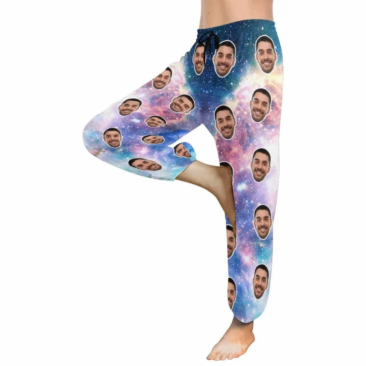 Custom Face Harem Pants Galaxy Stars Unisex Colorful Personalized Yoga Pants