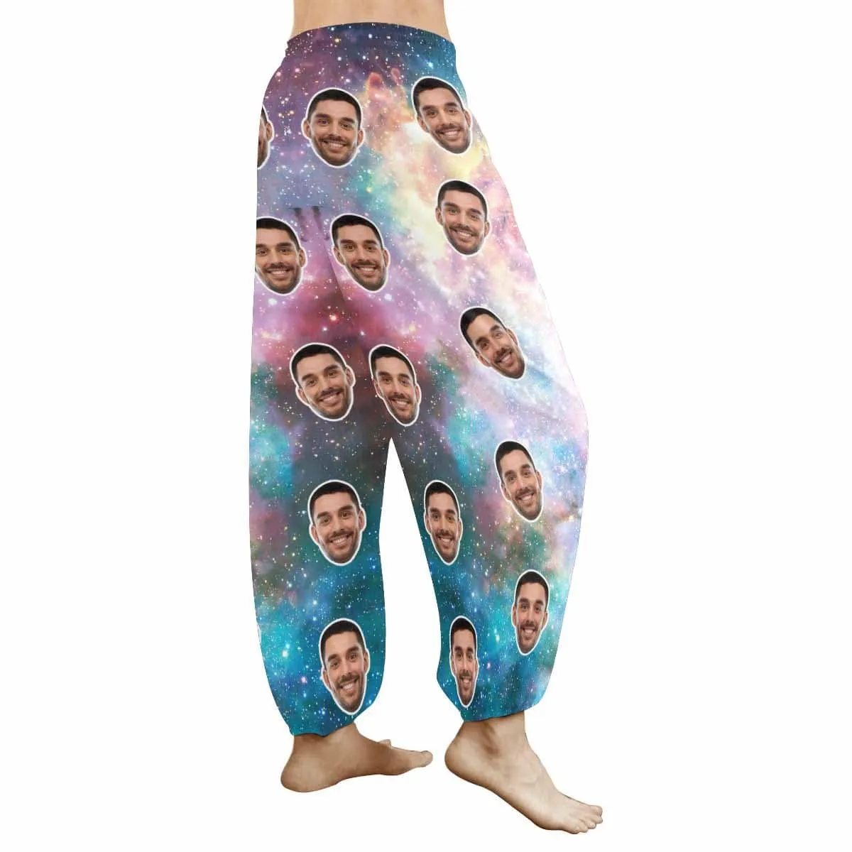 Custom Face Harem Pants Galaxy Stars Unisex Colorful Personalized Yoga Pants