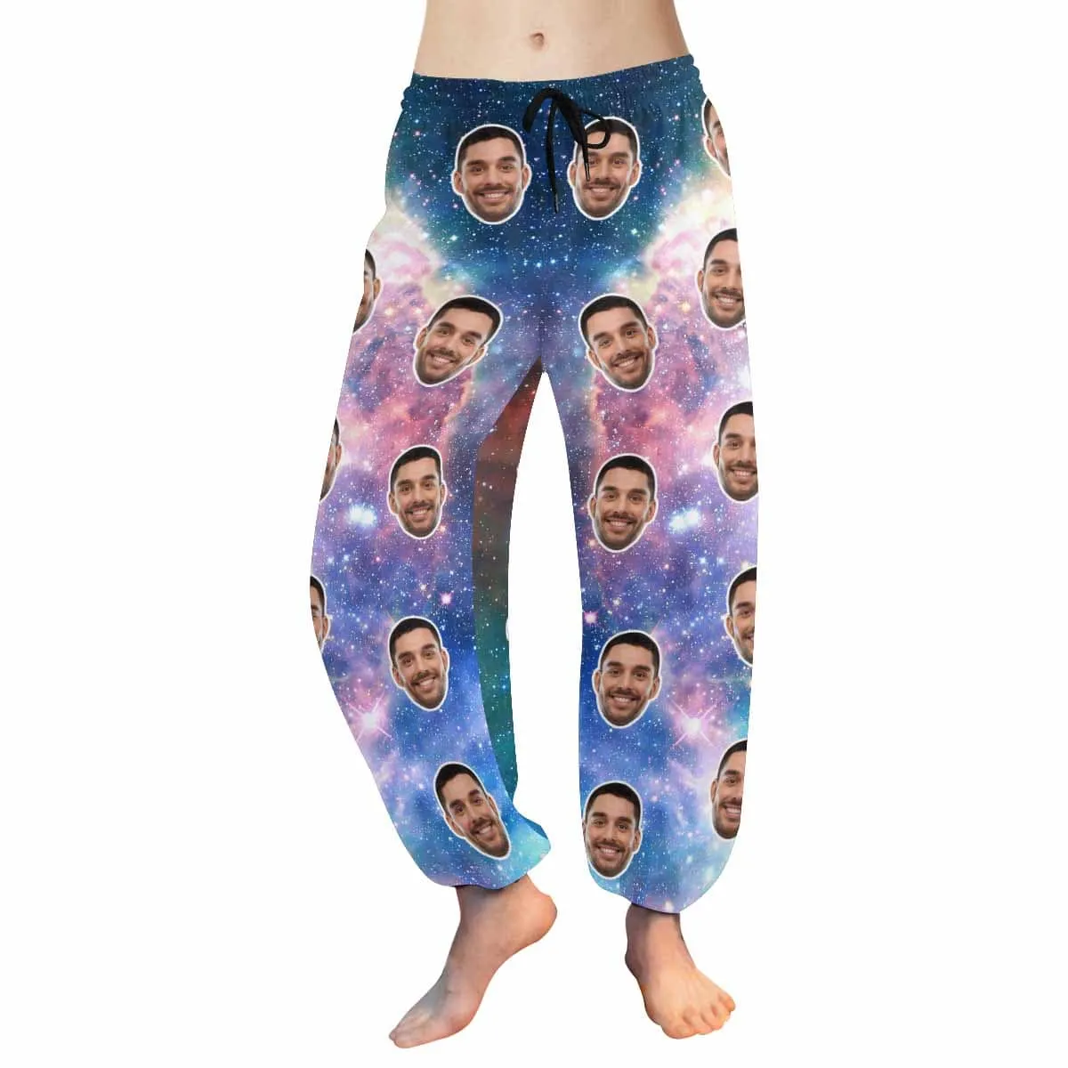 Custom Face Harem Pants Galaxy Stars Unisex Colorful Personalized Yoga Pants