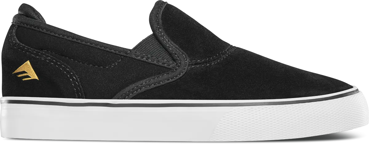 Emerica Boys G6 Slip-On Wino Black White Gold Shoes