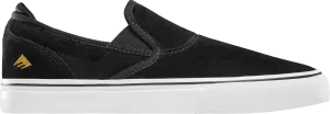 Emerica Mens Wino G6 Slip-On Black White Gold Shoes