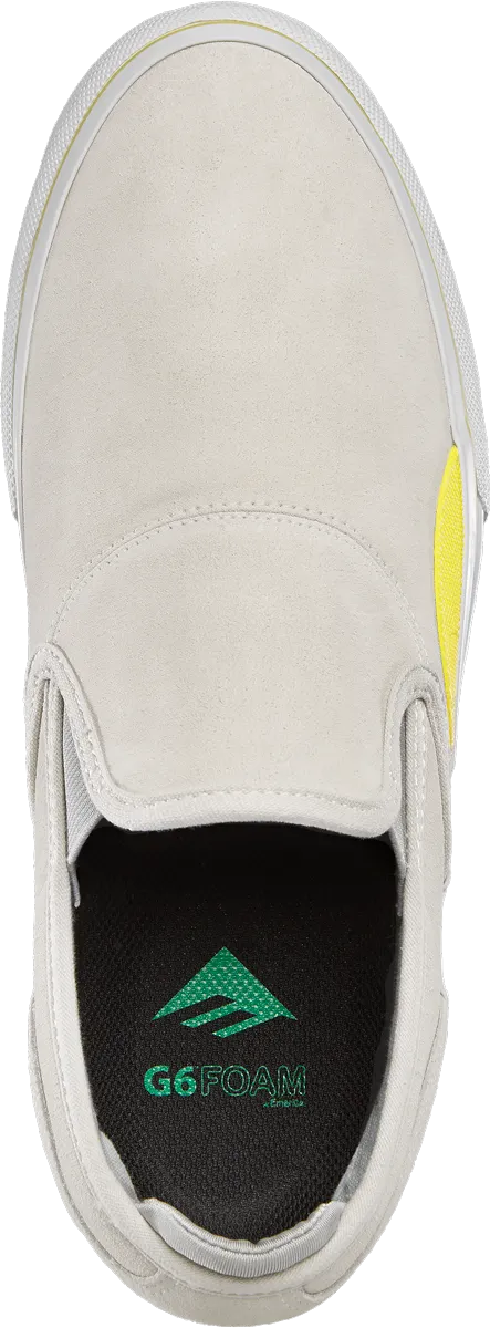Emerica Mens Wino G6 Slip-On Grey Yellow Shoes