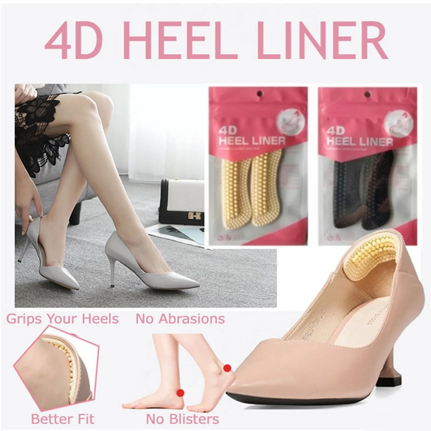 Fabric Sticky Shoe Back Heel Insoles Protector Liner