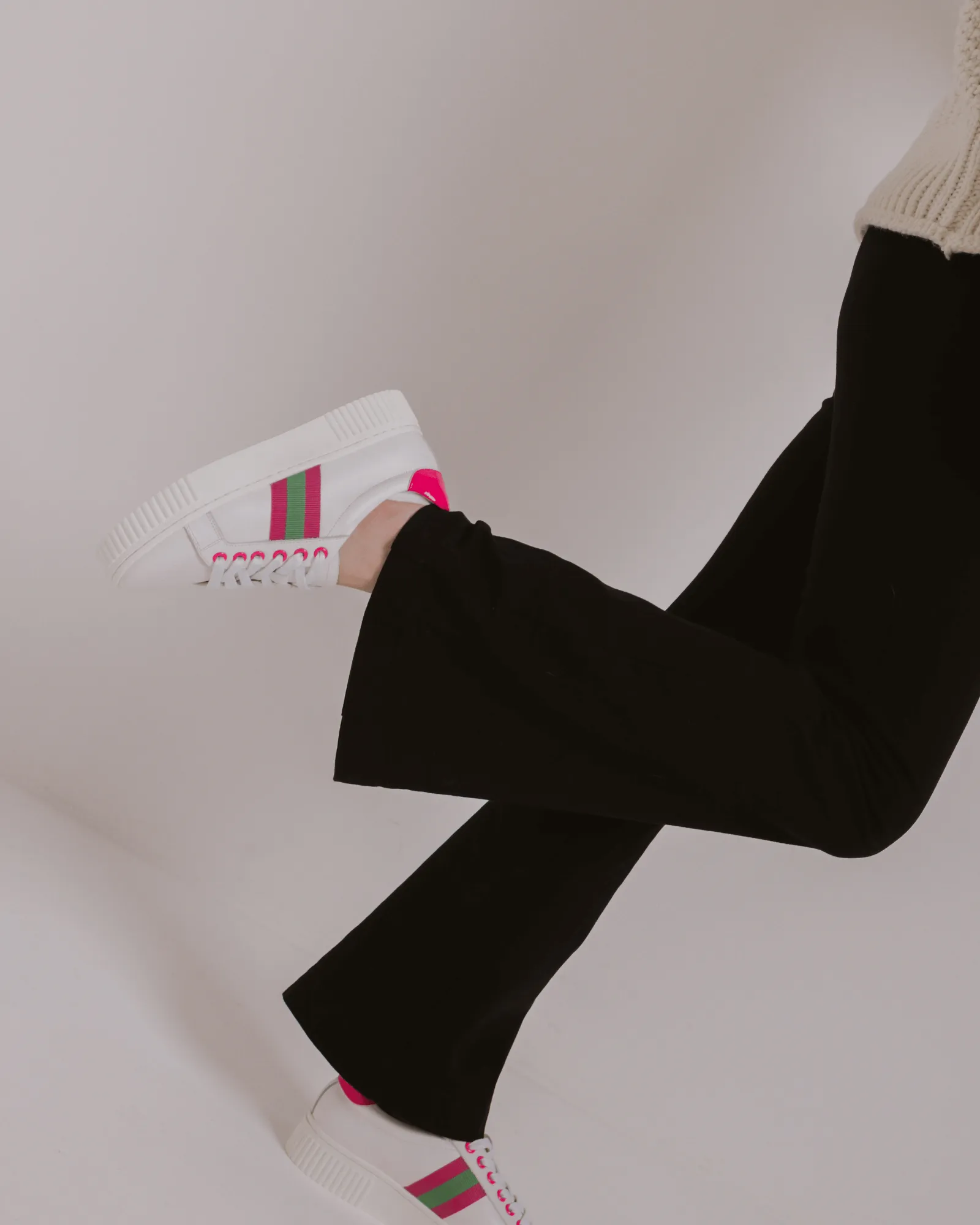 GAGA SNEAKERS WHITE GREEN PINK LEATHER