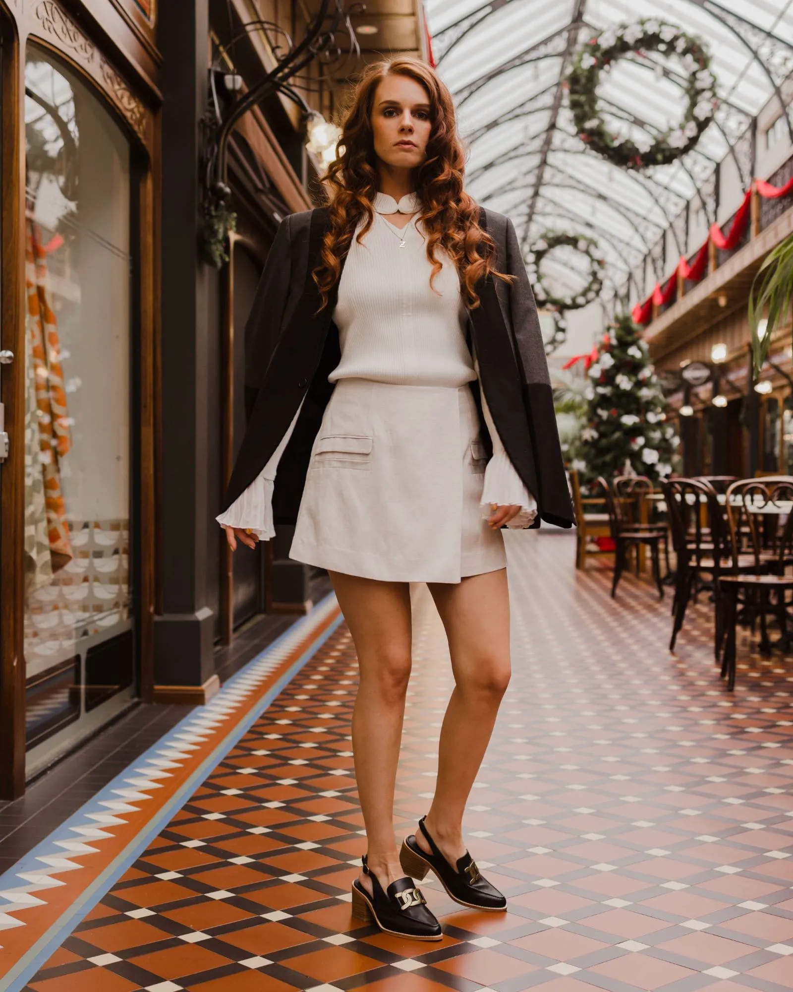 GAMMA SLINGBACK HEELS BLACK LEATHER