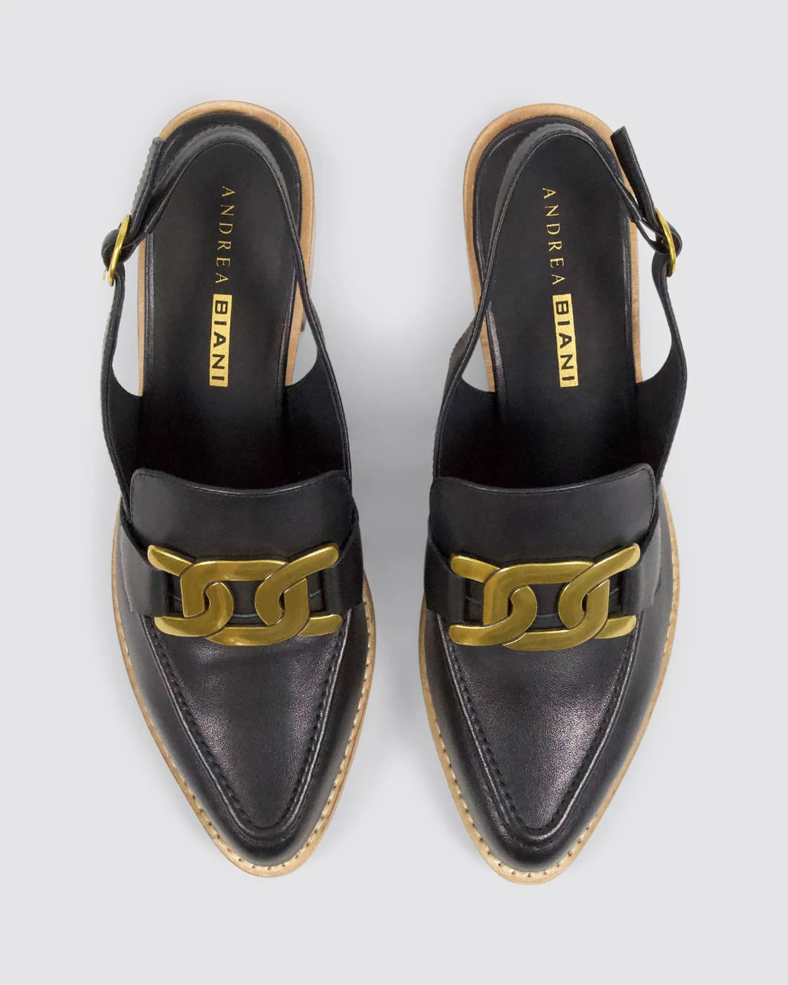 GAMMA SLINGBACK HEELS BLACK LEATHER