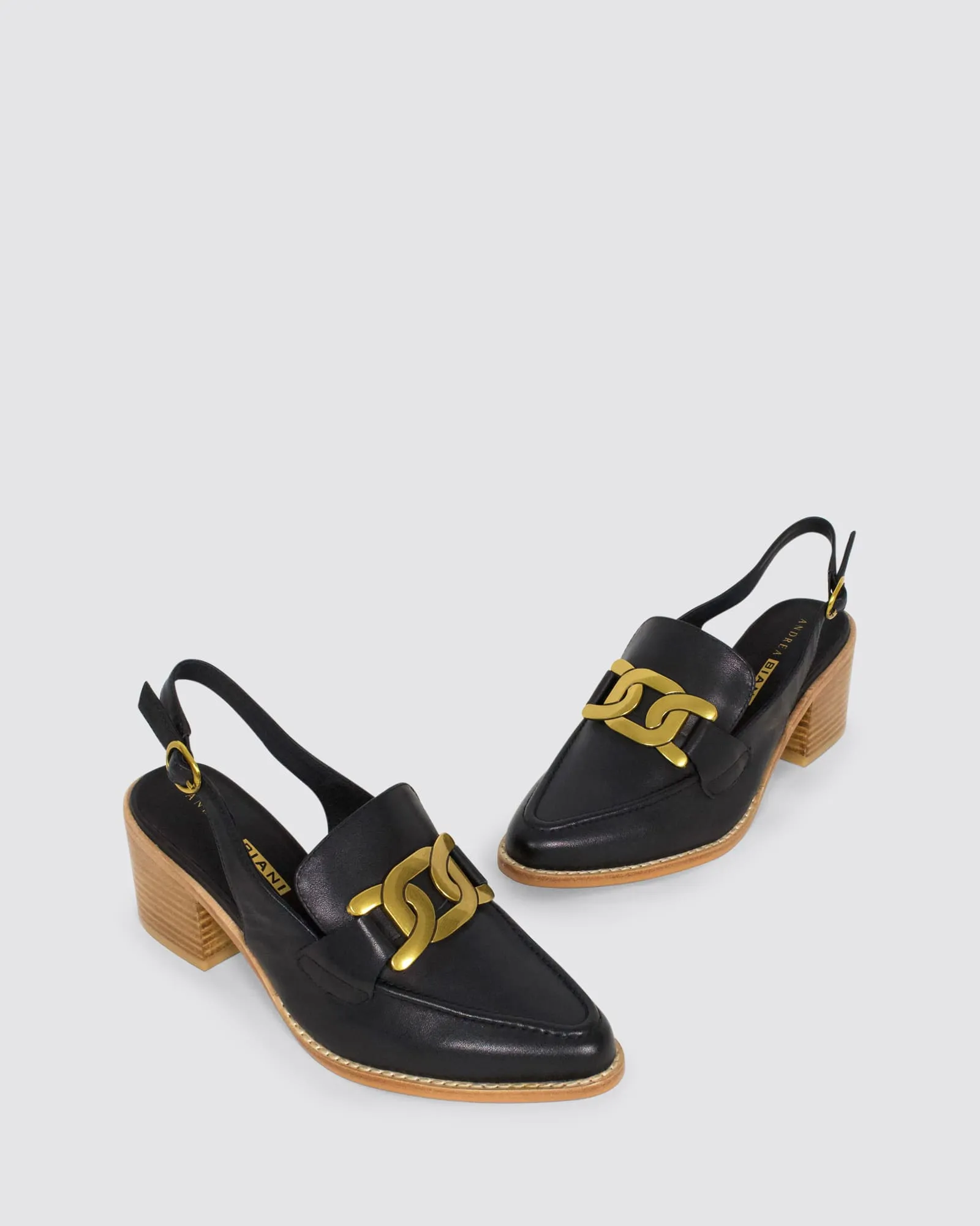 GAMMA SLINGBACK HEELS BLACK LEATHER