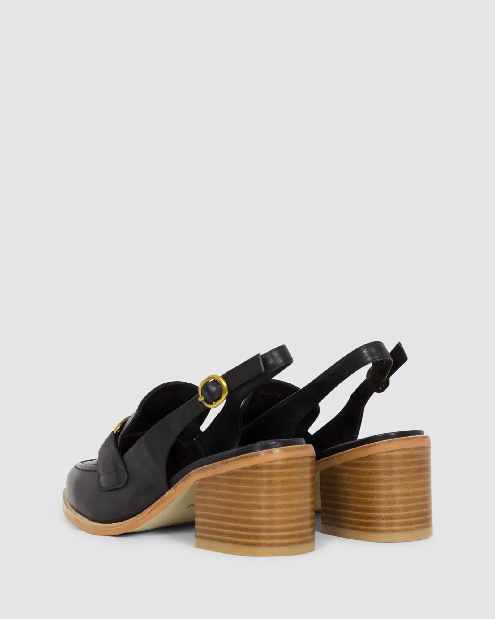 GAMMA SLINGBACK HEELS BLACK LEATHER