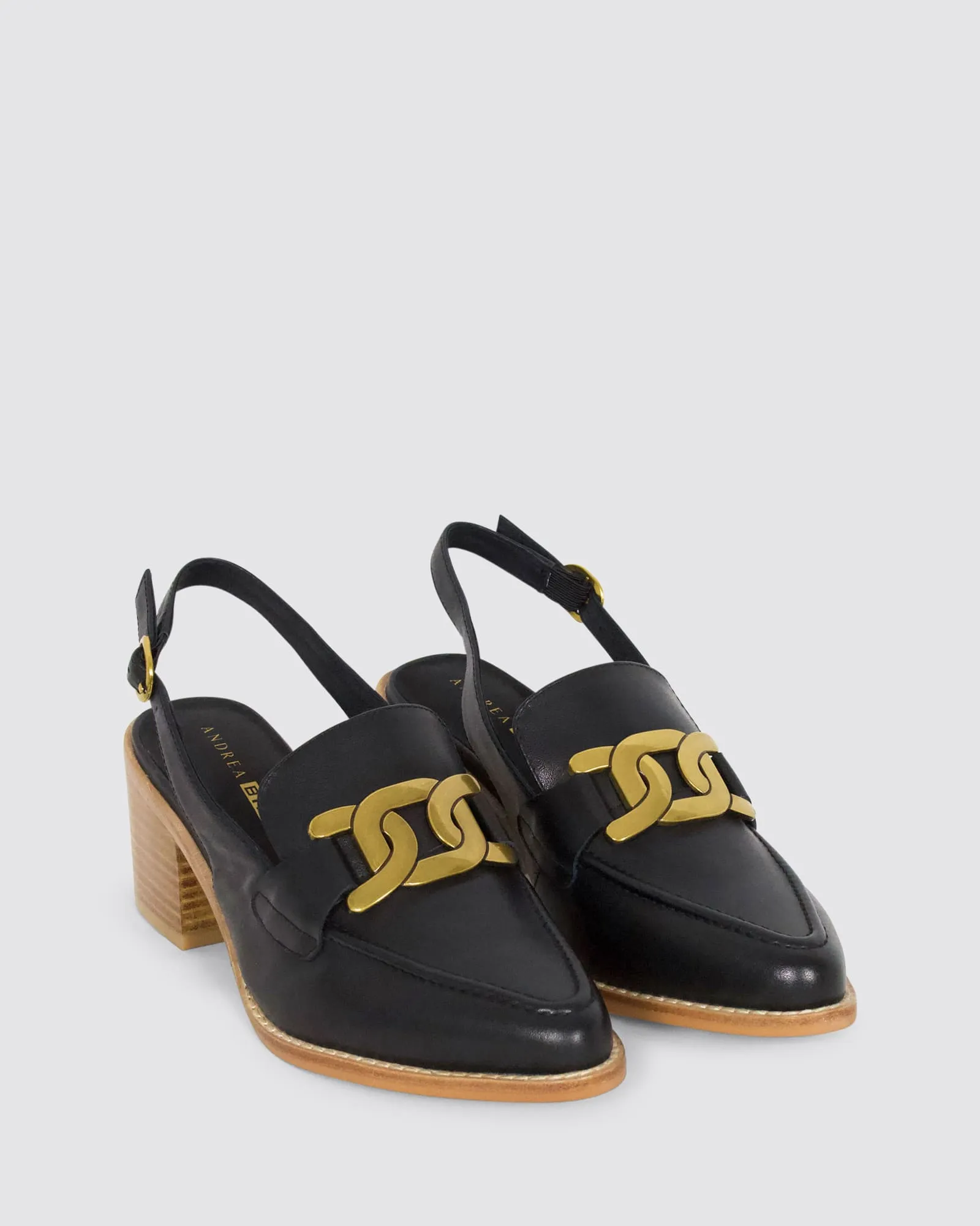 GAMMA SLINGBACK HEELS BLACK LEATHER