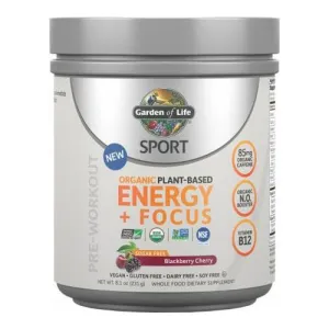 Garden of Life Sport Organic Plant-Based Energy Focus Sugar Free 40 Servings